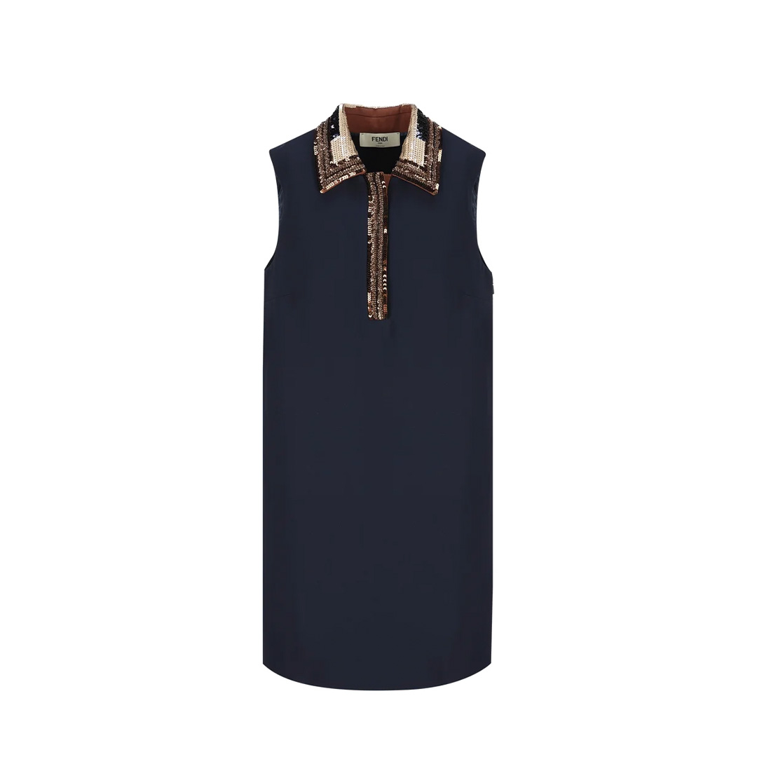 【FENDI】ロゴ インターシャニット ノースリーブ ミニドレス FENDI ドレス ミニワンピース ニット ピンク - メルカリ